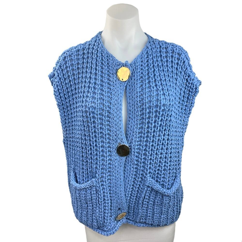 Zara Blue Knit Sweater Vest